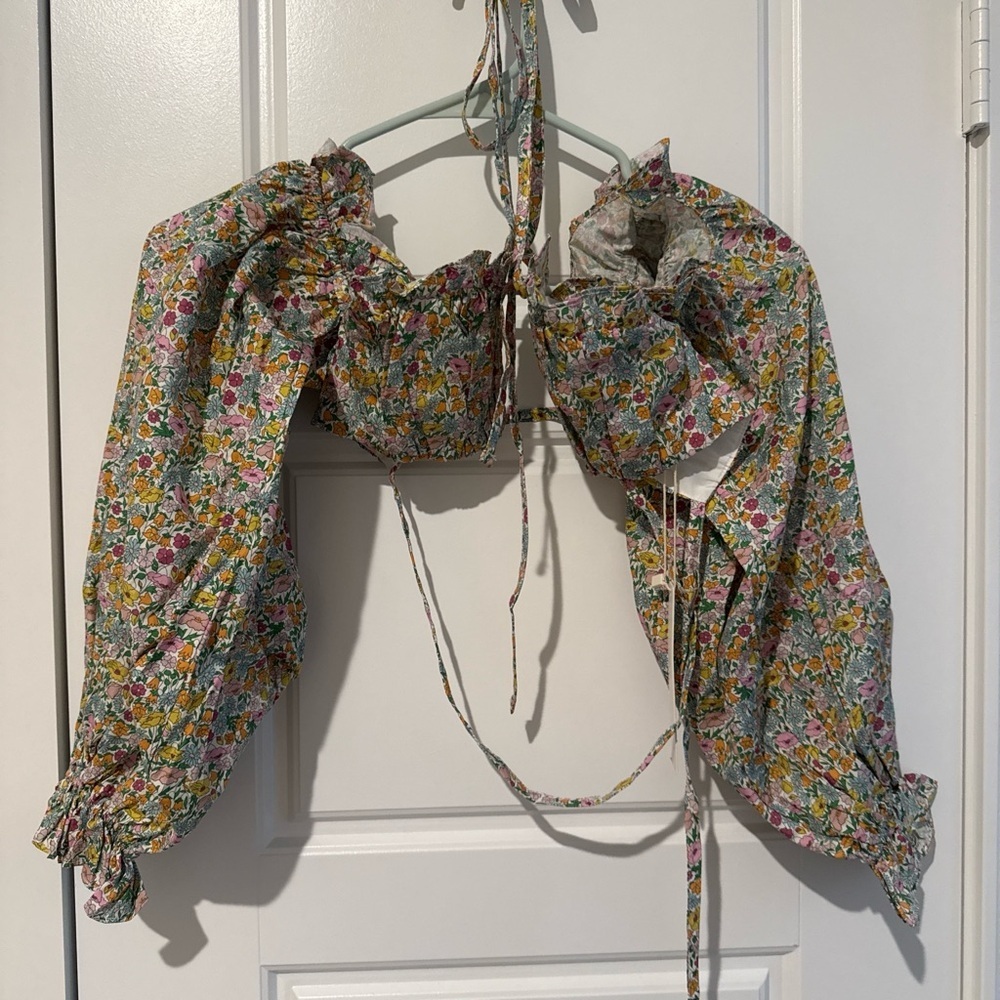 NWT For Love and Lemons Raleigh Crop Top Floral Small - Picture 3 of 4